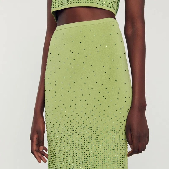 Sandro Dresses & Skirts - Sandro Green Embellished Midi Skirt